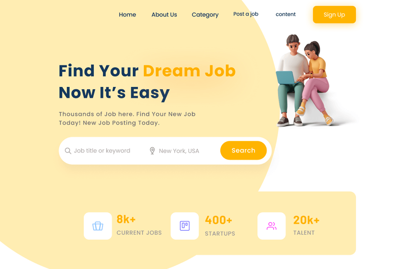 Job search landing page